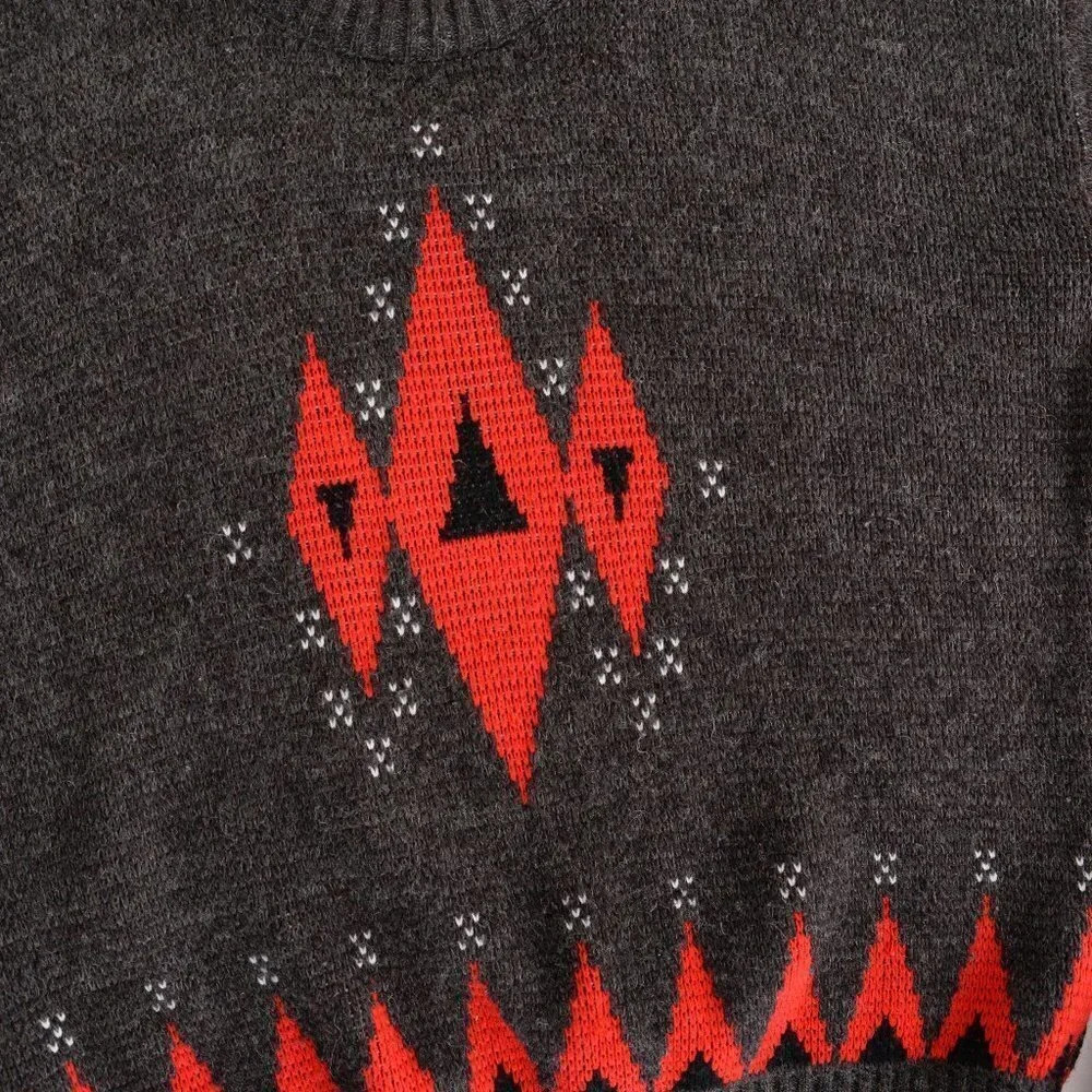 Vintage Pause Brown Red Wool Knit Grandpa Crew Neck Men's Large Unisex - Picture 7 of 13